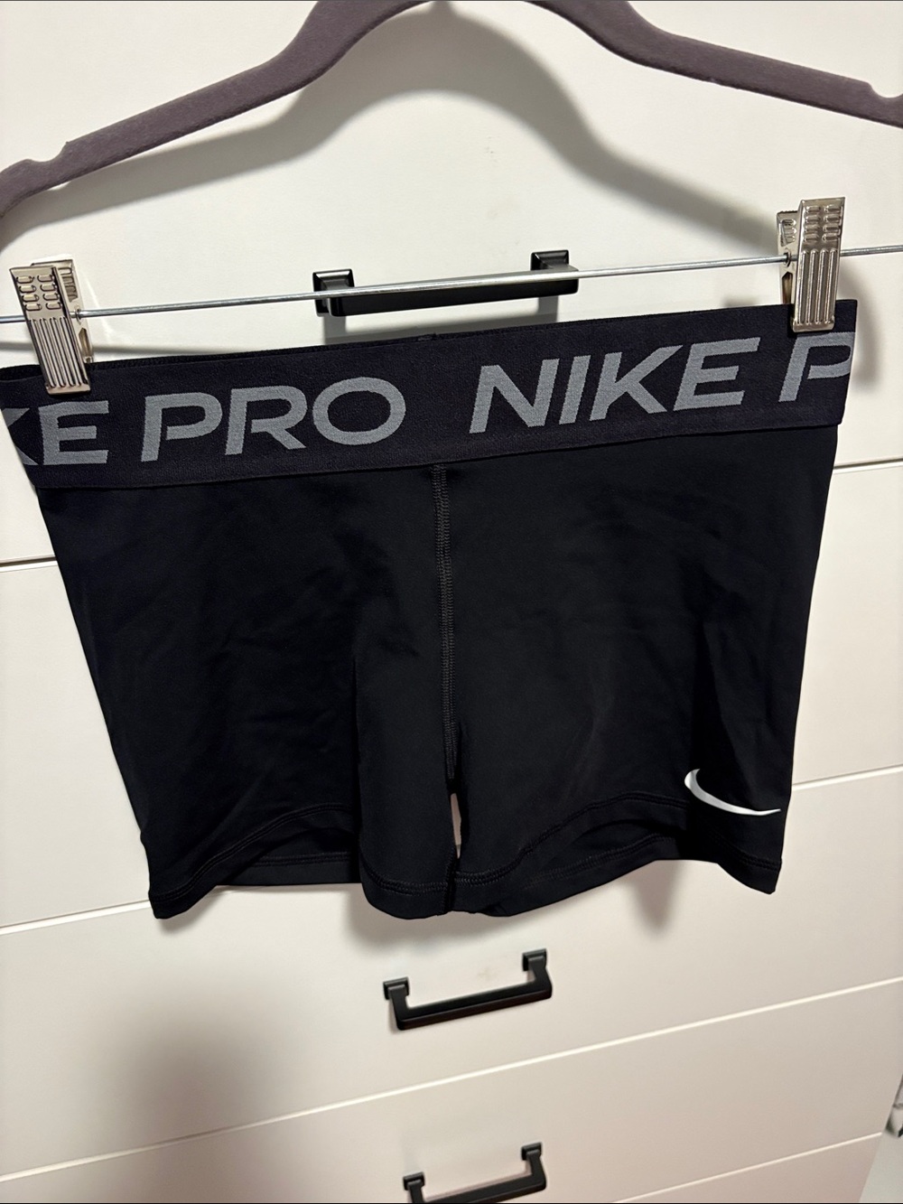 Nike Pro Black Women's Athletic Shorts with Grey Logo Waistband